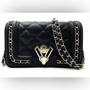 Valentino Orlandi Black Crossbody Bag with Gold Accents